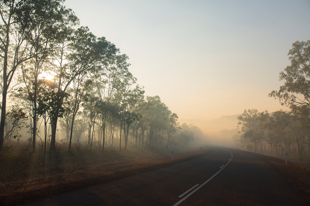 Carretera con niebla originada por incendios  (Australia).
Te cuento de viajes