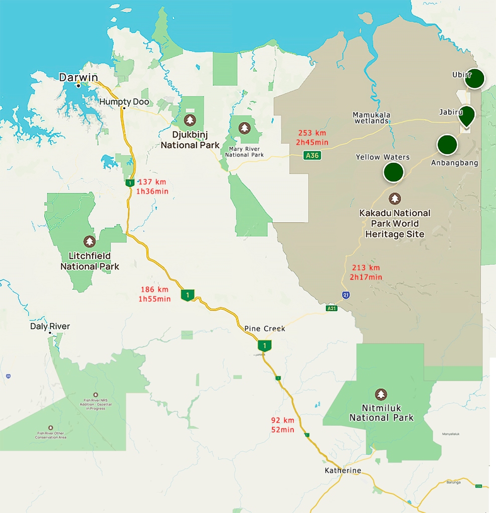 ruta norte de Australia mapa